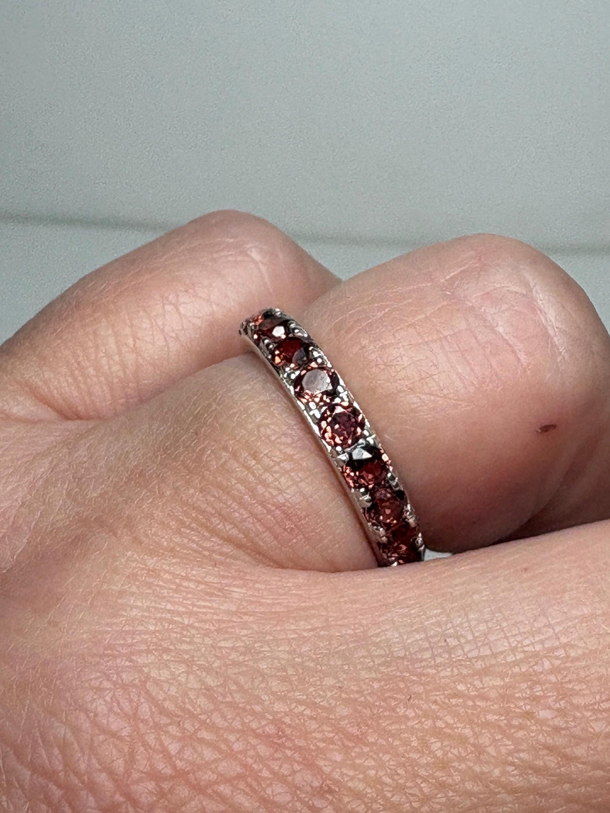 Garnet Full Eternity Band Ring in Sterling Silver size 6 - NewLifeJewelryVault