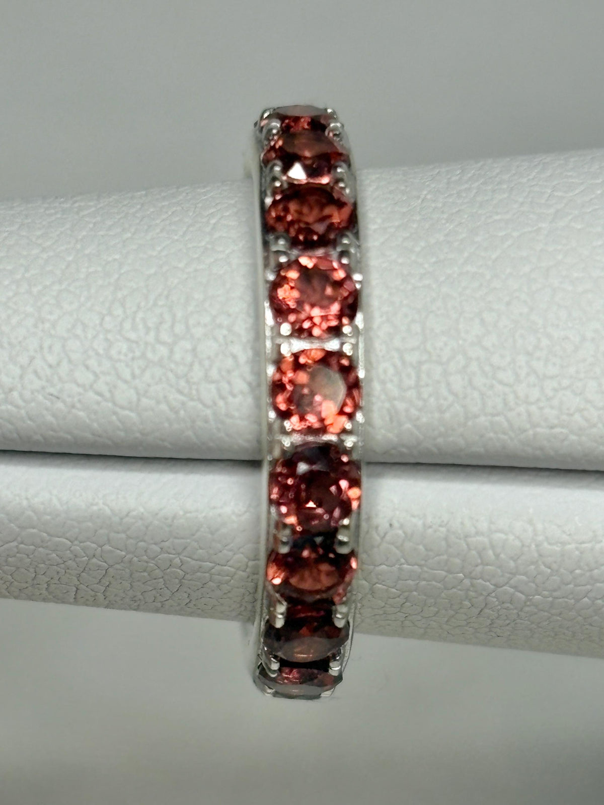 Garnet Full Eternity Band Ring in Sterling Silver size 6 - NewLifeJewelryVault