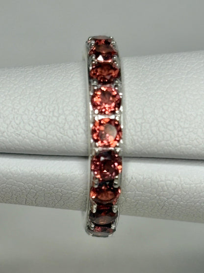Garnet Full Eternity Band Ring in Sterling Silver size 6 - NewLifeJewelryVault