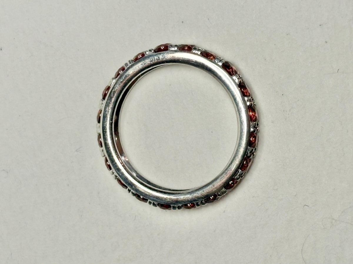 Garnet Full Eternity Band Ring in Sterling Silver size 6 - NewLifeJewelryVault