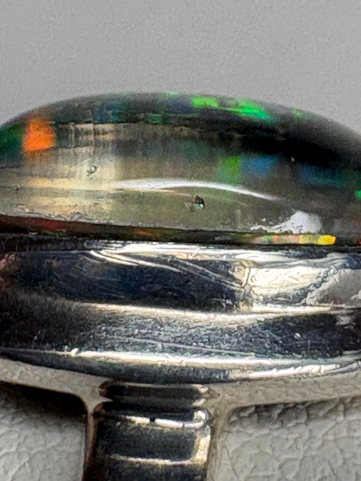 Synthetic Opal Triplet Bezel Set Solitaire Ring in Sterling Silver size 7 - NewLifeJewelryVault