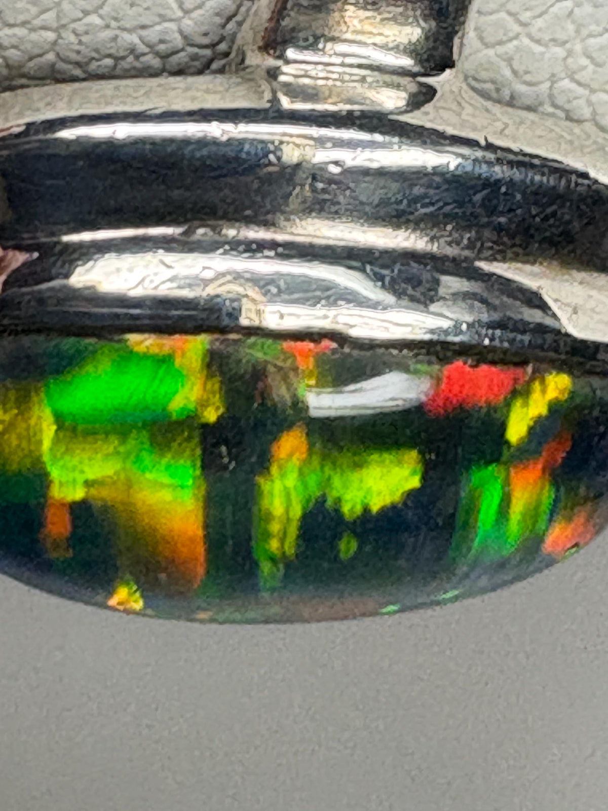 Synthetic Opal Triplet Bezel Set Solitaire Ring in Sterling Silver size 7 - NewLifeJewelryVault