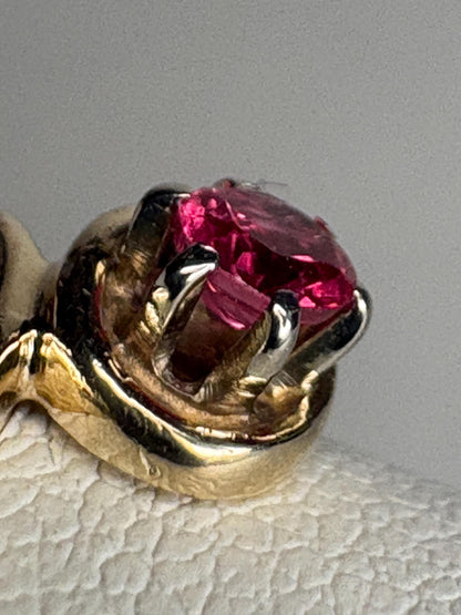 Bright Hot Pink Red Spinel Ring 10k Gold size 6.75 - NewLifeJewelryVault