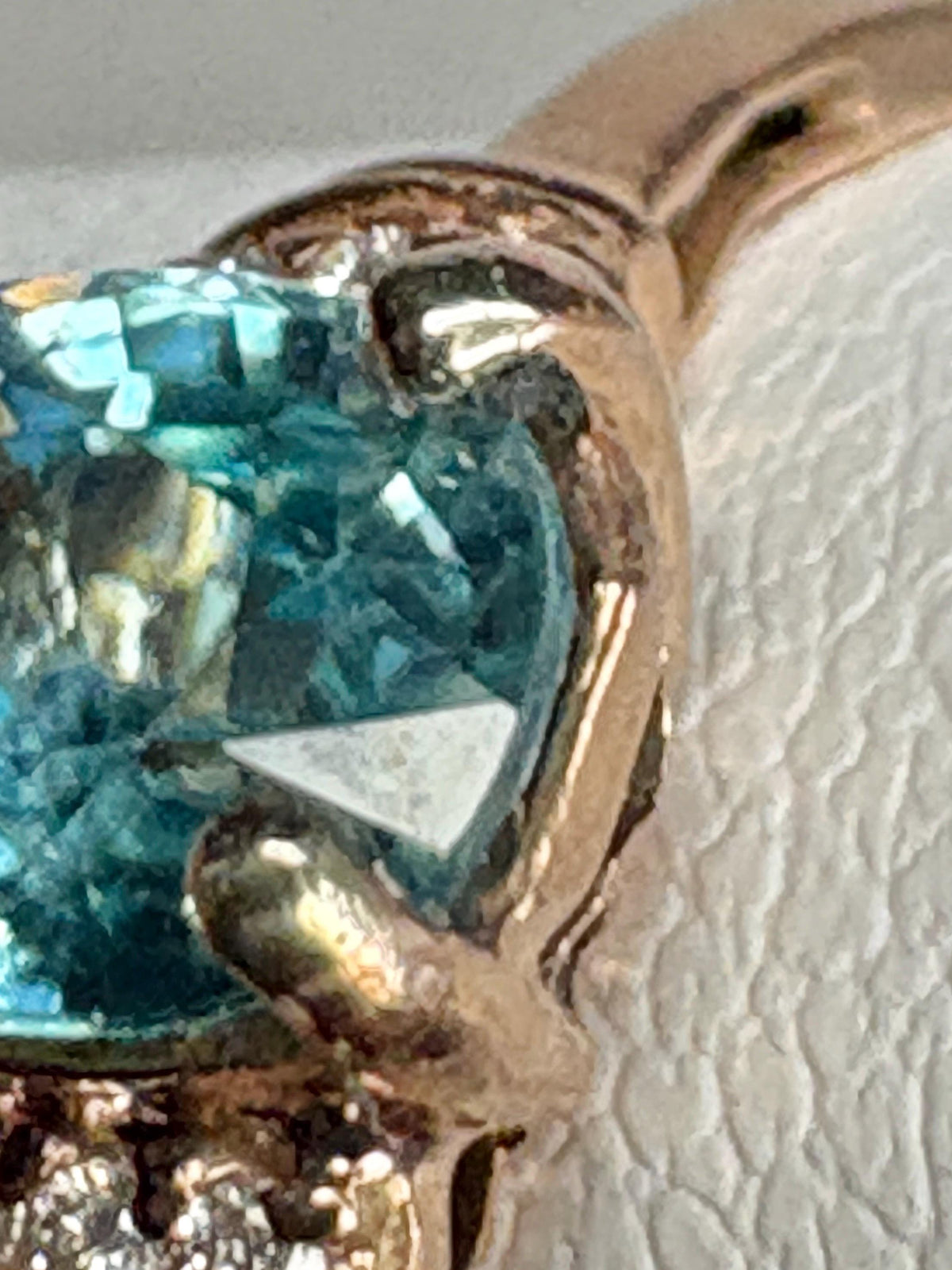 Natural Blue Zircon and Diamond Ring Solid 10k Rose Gold size 9 - NewLifeJewelryVault