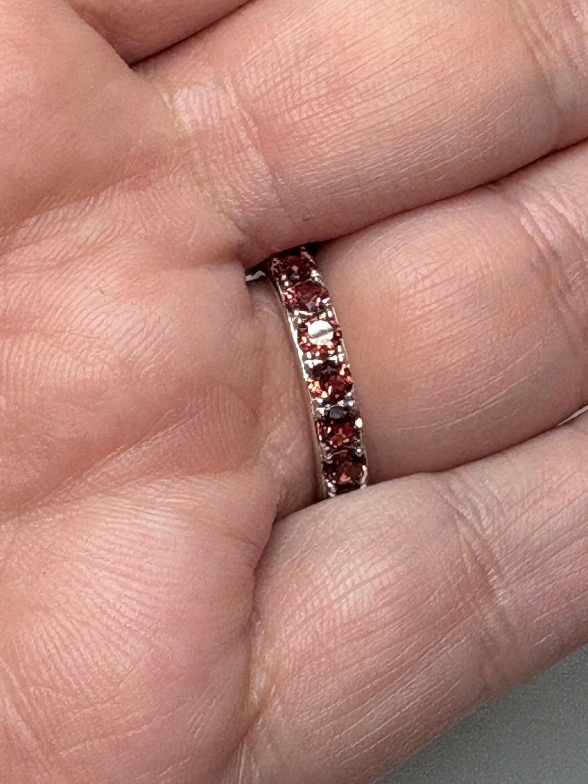 Garnet Full Eternity Band Ring in Sterling Silver size 6 - NewLifeJewelryVault