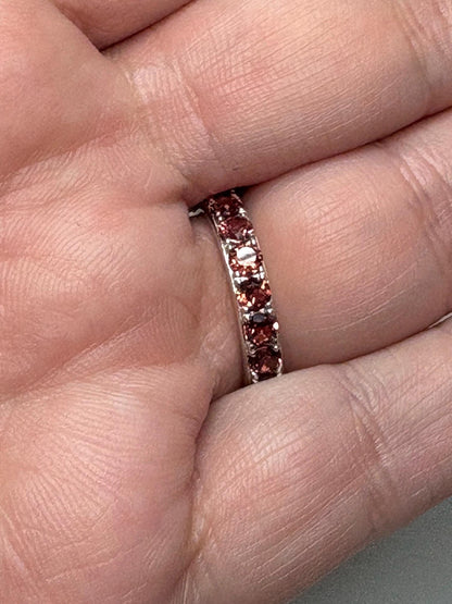 Garnet Full Eternity Band Ring in Sterling Silver size 6 - NewLifeJewelryVault