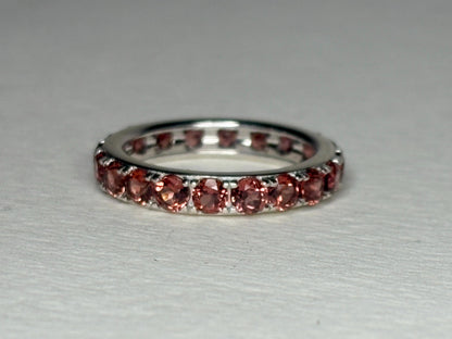 Garnet Full Eternity Band Ring in Sterling Silver size 6 - NewLifeJewelryVault