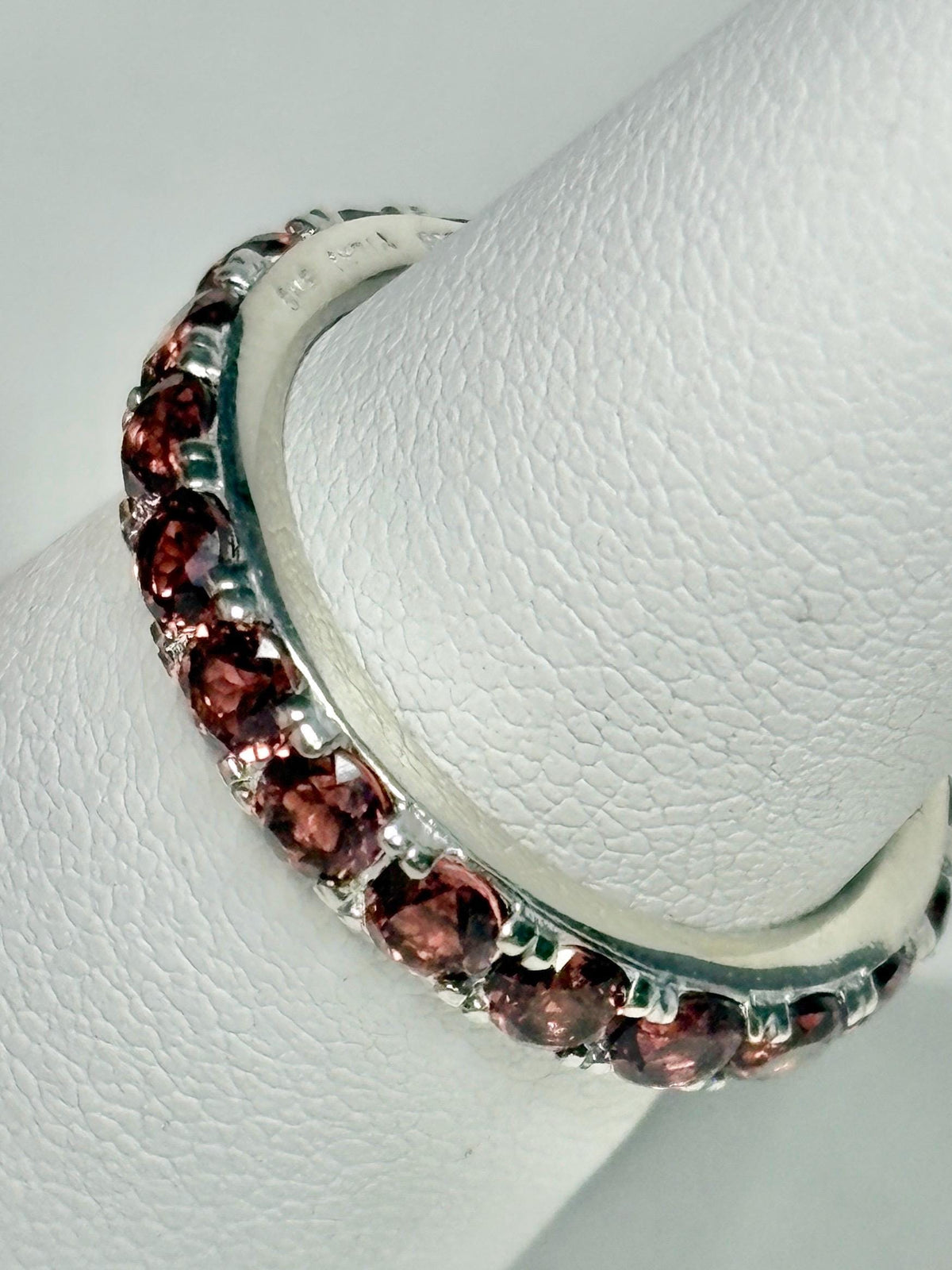 Garnet Full Eternity Band Ring in Sterling Silver size 6 - NewLifeJewelryVault