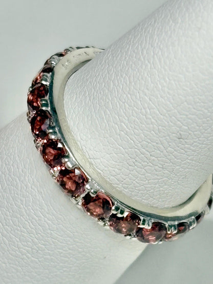Garnet Full Eternity Band Ring in Sterling Silver size 6 - NewLifeJewelryVault