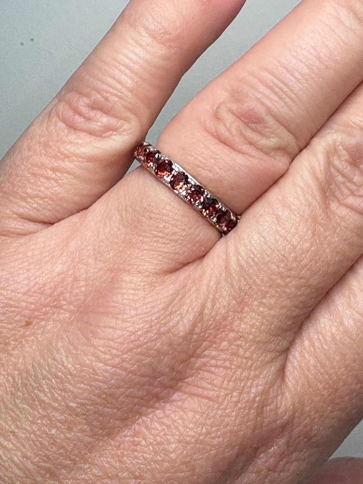 Garnet Full Eternity Band Ring in Sterling Silver size 6 - NewLifeJewelryVault