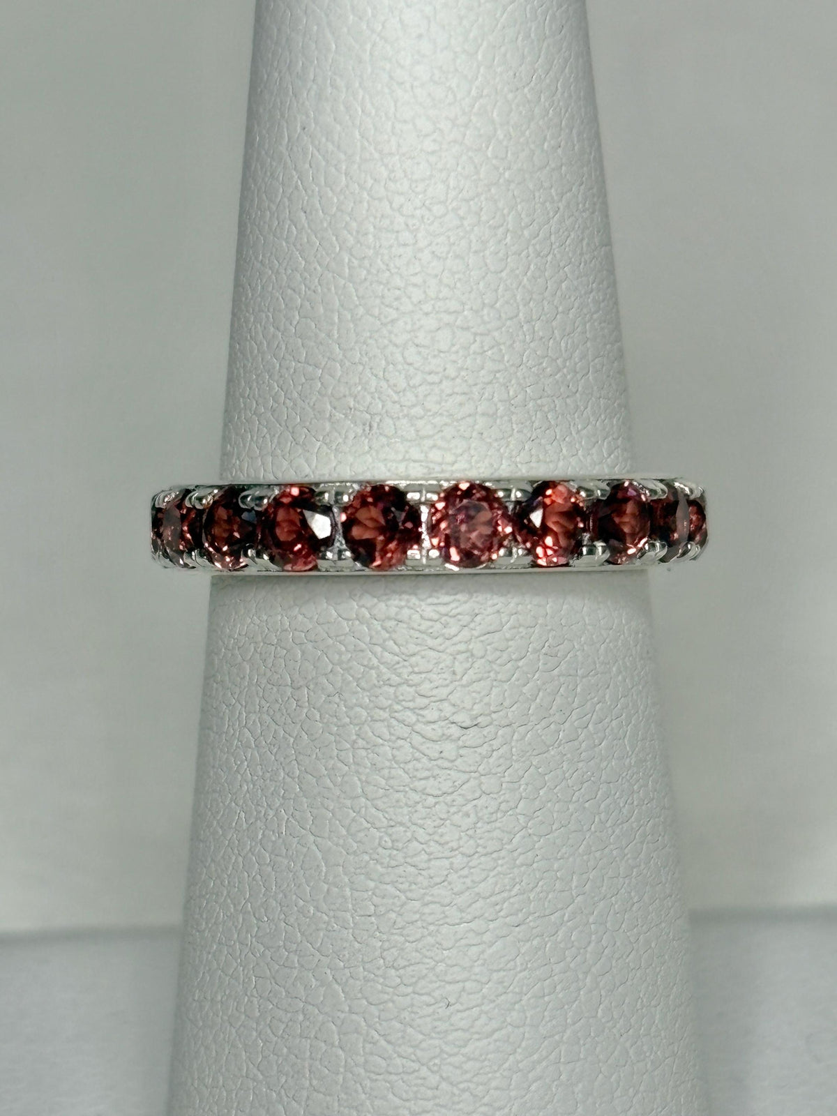 Garnet Full Eternity Band Ring in Sterling Silver size 6 - NewLifeJewelryVault