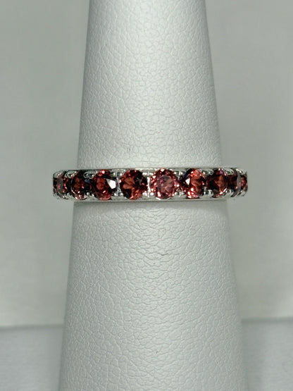 Garnet Full Eternity Band Ring in Sterling Silver size 6 - NewLifeJewelryVault