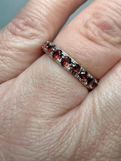 Garnet Full Eternity Band Ring in Sterling Silver size 6 - NewLifeJewelryVault