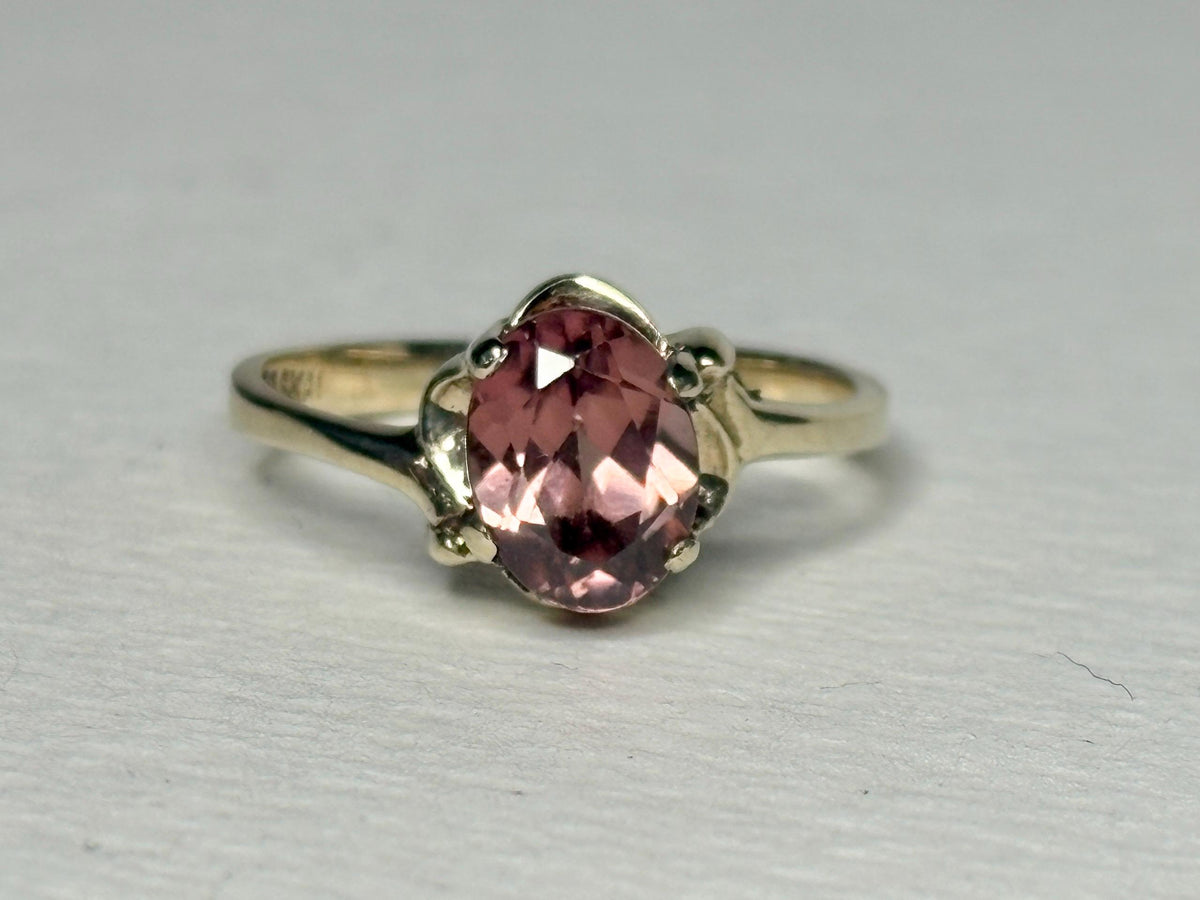 Natural Rose Pink Zircon in Solid 10k Gold size 6 - NewLifeJewelryVault