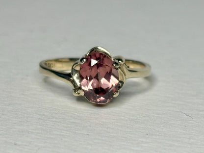 Natural Rose Pink Zircon in Solid 10k Gold size 6 - NewLifeJewelryVault