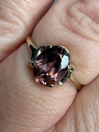 Natural Rose Pink Zircon in Solid 10k Gold size 6 - NewLifeJewelryVault