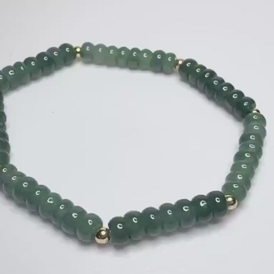 Guatamalan Type A Jadeite Jade Stretch Bracelet size M 7"